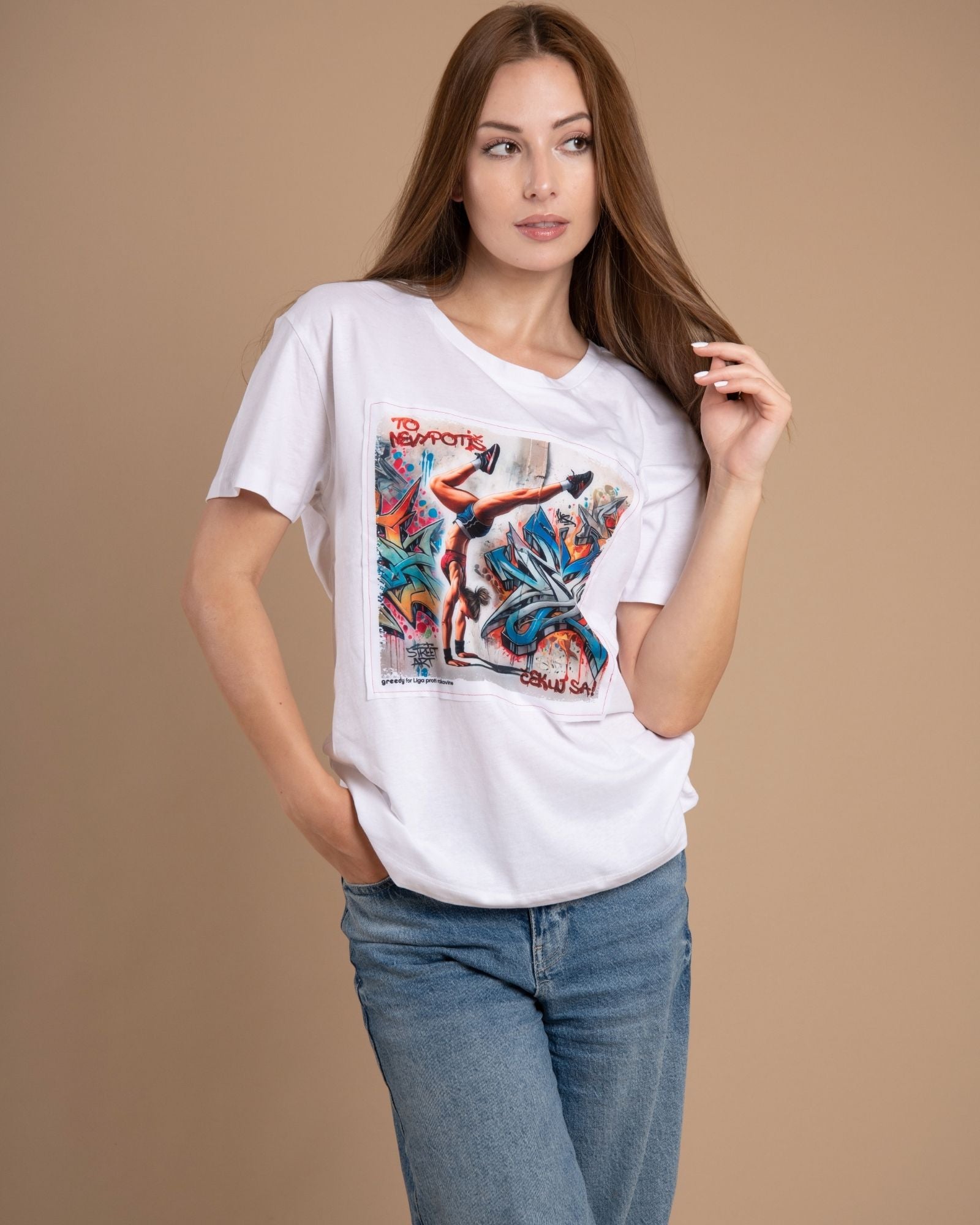Biele tričko s grafikou To nevypotíš!